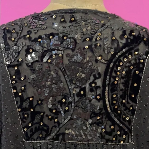 Zara Black Cut Velvet Sequin Baby Doll Top Jacket NWT